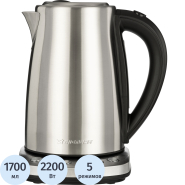 Чайник BigTech FEK205SМ, 1,7л, 2200, Strix, металл